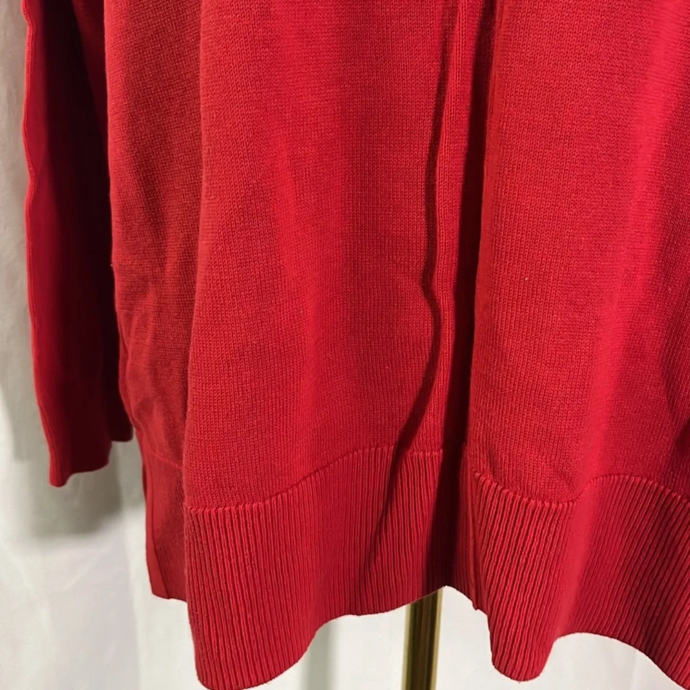 NWT Karen Scott Red Front Seam Mock Neck Cotton Sweater